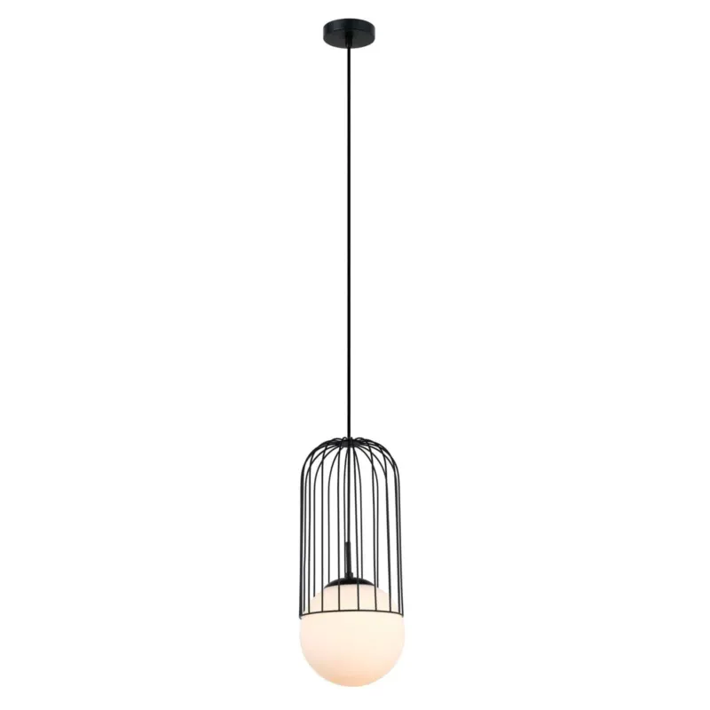 Lampa wisząca metalowa czarna klatka MDM-3940/1 BK z serii Matty - Lampy Italux Obniżka ceny